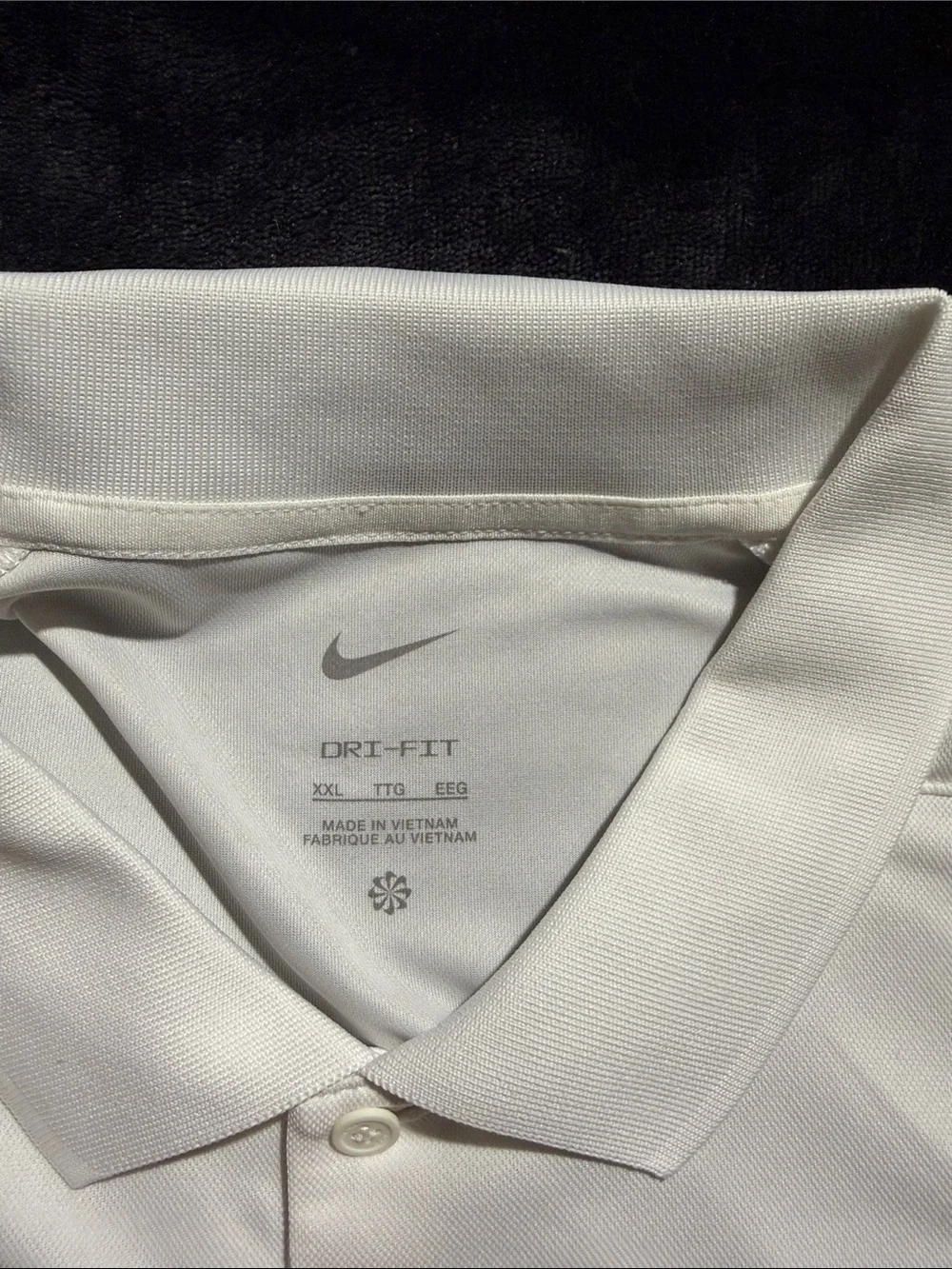 Nike White Long-Sleeve Polo Shirt with Black Swoosh